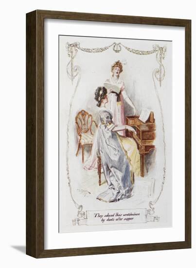 They Solaced Their Wretchedness by Duets After Supper'. Illustration To 'Pride and Prejudice'-Charles Edmund Brock-Framed Giclee Print