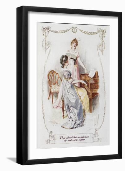 They Solaced Their Wretchedness by Duets After Supper'. Illustration To 'Pride and Prejudice'-Charles Edmund Brock-Framed Giclee Print