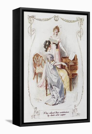 They Solaced Their Wretchedness by Duets After Supper'. Illustration To 'Pride and Prejudice'-Charles Edmund Brock-Framed Premier Image Canvas