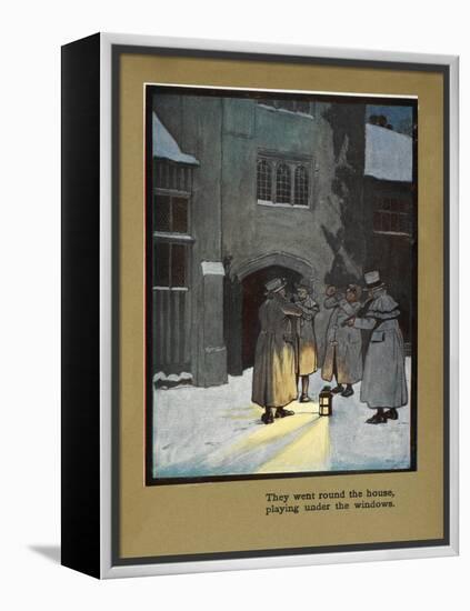 They Went Round the House Playing Under the Windows - Carol Singers in the Snow-Cecil Aldin-Framed Premier Image Canvas