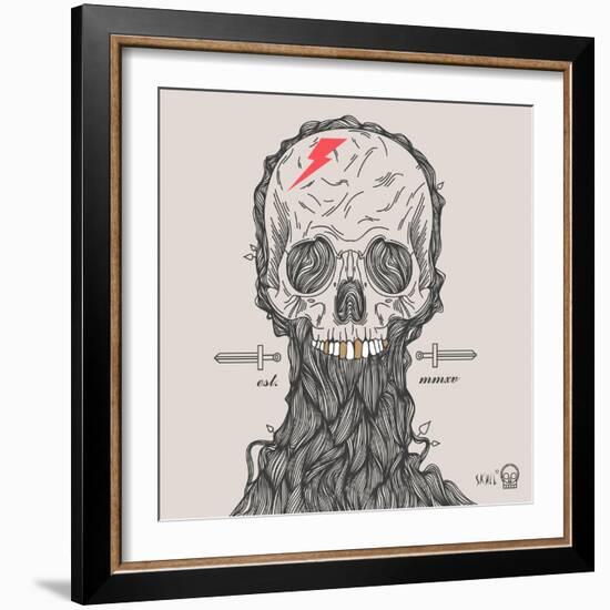 Thin Line Skull Label. Retro Vector Design Graphic Element, Badge, Emblem, Logo, Insignia, Sign, Id-karnoff-Framed Art Print