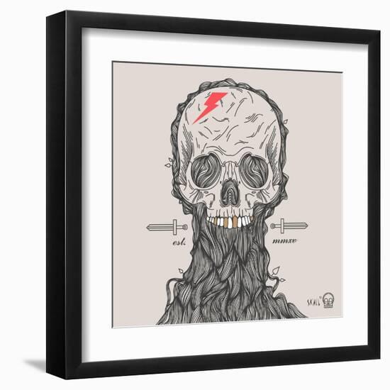 Thin Line Skull Label. Retro Vector Design Graphic Element, Badge, Emblem, Logo, Insignia, Sign, Id-karnoff-Framed Art Print