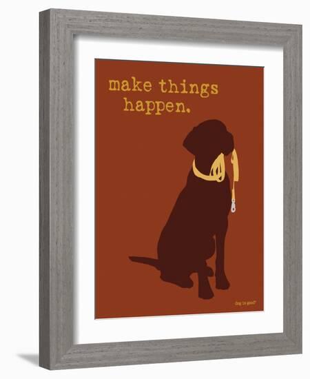 Things Happen - Brown Version-Dog is Good-Framed Art Print