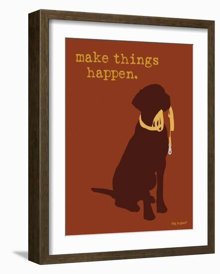 Things Happen - Brown Version-Dog is Good-Framed Art Print