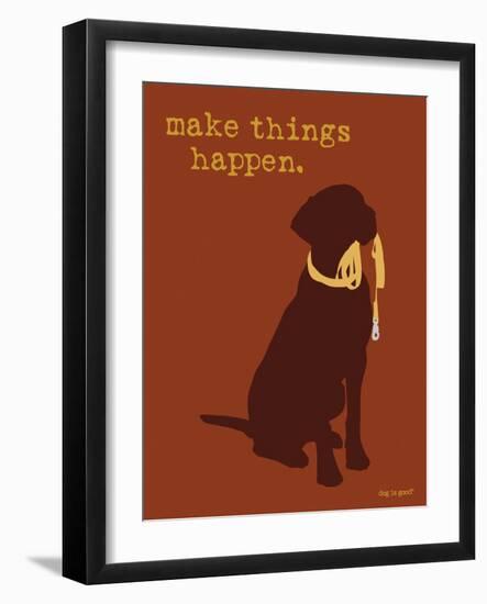 Things Happen - Brown Version-Dog is Good-Framed Art Print