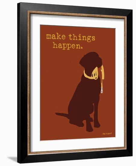 Things Happen - Brown Version-Dog is Good-Framed Art Print