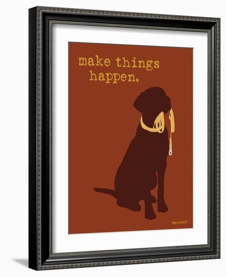 Things Happen - Brown Version-Dog is Good-Framed Art Print