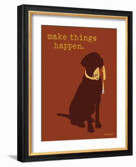 Things Happen - Brown Version-Dog is Good-Framed Art Print