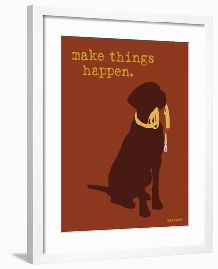 Things Happen - Brown Version-Dog is Good-Framed Art Print