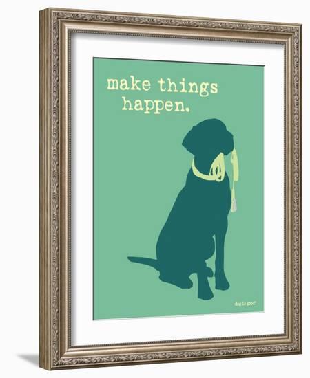 Things Happen - Teal Version-Dog is Good-Framed Art Print