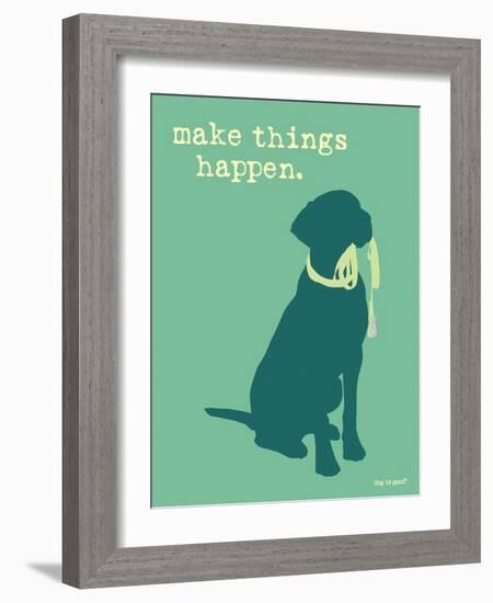 Things Happen - Teal Version-Dog is Good-Framed Art Print