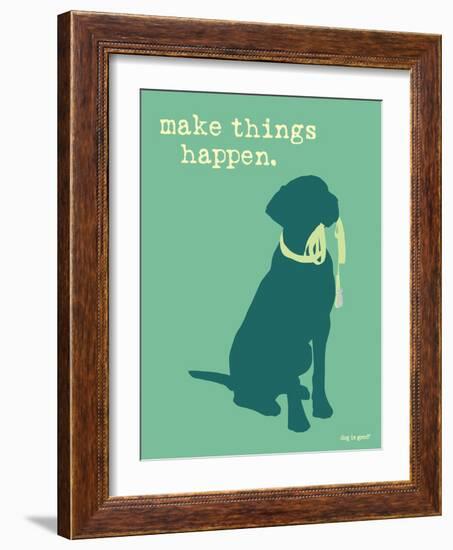 Things Happen - Teal Version-Dog is Good-Framed Art Print