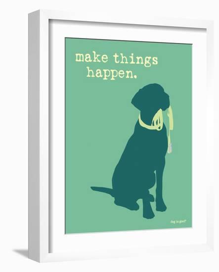 Things Happen - Teal Version-Dog is Good-Framed Art Print