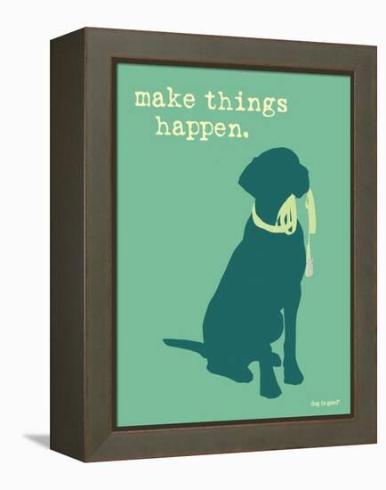 Things Happen - Teal Version-Dog is Good-Framed Stretched Canvas