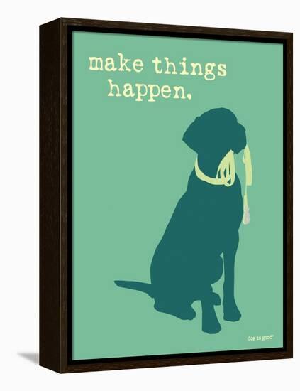 Things Happen - Teal Version-Dog is Good-Framed Stretched Canvas