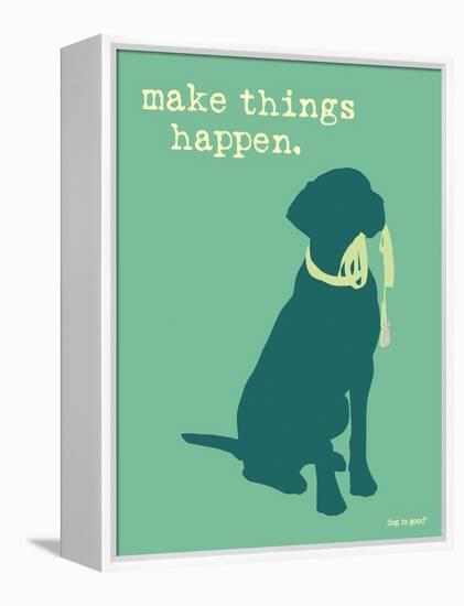 Things Happen - Teal Version-Dog is Good-Framed Stretched Canvas