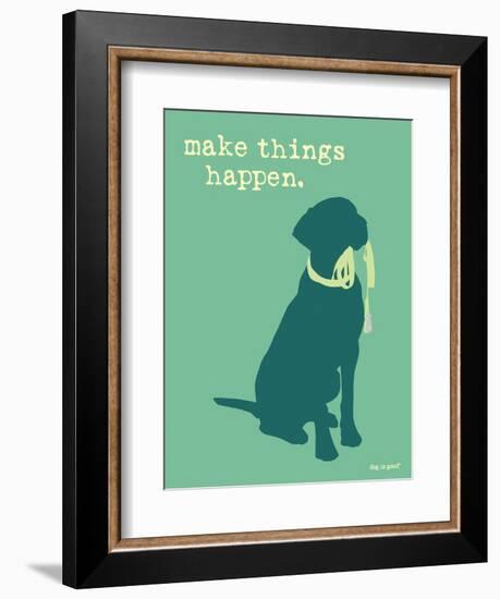 Things Happen - Teal Version-Dog is Good-Framed Art Print