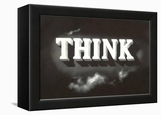 Think, Black and White-null-Framed Stretched Canvas