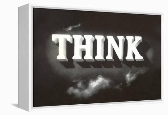 Think, Black and White-null-Framed Stretched Canvas