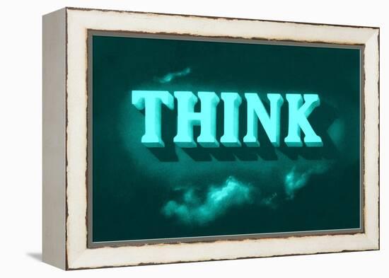 Think, Green-null-Framed Stretched Canvas