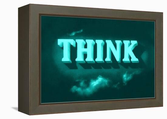 Think, Green-null-Framed Stretched Canvas