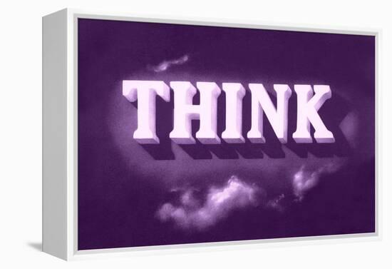 Think, Purple-null-Framed Stretched Canvas