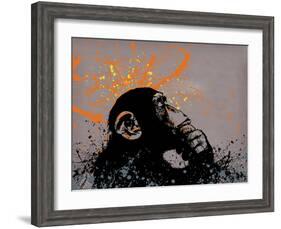 Thinker Monkey-Banksy-Framed Giclee Print