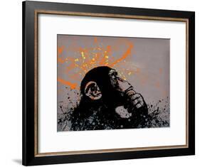 Thinker Monkey-Banksy-Framed Giclee Print