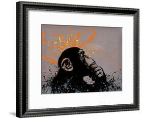 Thinker Monkey-Banksy-Framed Giclee Print