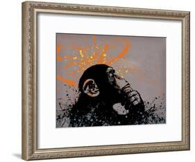 Thinker Monkey-Banksy-Framed Giclee Print