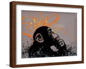 Thinker Monkey-Banksy-Framed Giclee Print