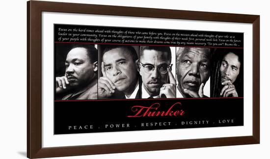 Thinker (Quintet): Peace, Power, Respect, Dignity, Love-null-Framed Art Print