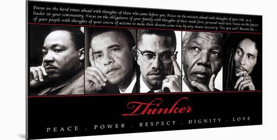 Thinker (Quintet): Peace, Power, Respect, Dignity, Love-null-Mounted Art Print