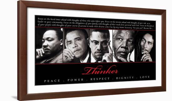 Thinker (Quintet): Peace, Power, Respect, Dignity, Love-null-Framed Art Print