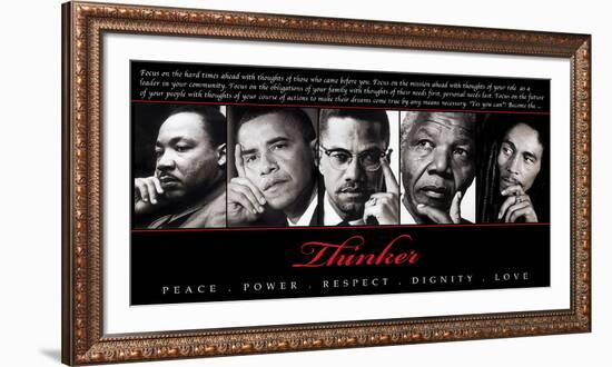 Thinker (Quintet): Peace, Power, Respect, Dignity, Love-null-Framed Art Print