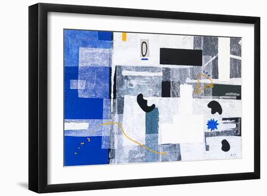 Thinking of a night sea-Hyunah Kim-Framed Art Print