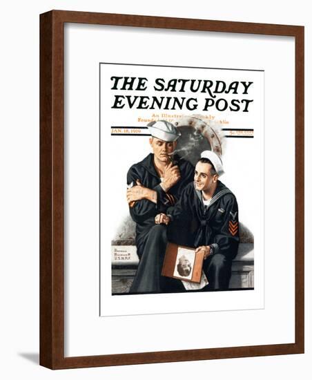 "Thinking of the Girl Back Home" Saturday Evening Post Cover, January 18,1919-Norman Rockwell-Framed Giclee Print