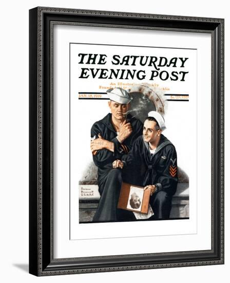 "Thinking of the Girl Back Home" Saturday Evening Post Cover, January 18,1919-Norman Rockwell-Framed Giclee Print