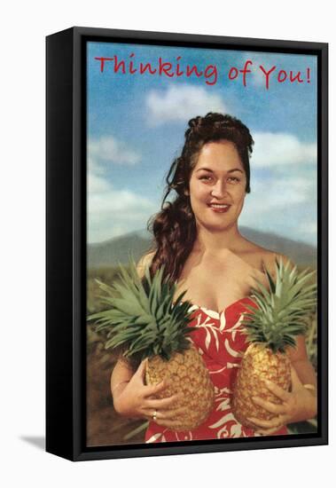 Thinking of You, Hawaiian Woman with Two Pineapples-null-Framed Stretched Canvas