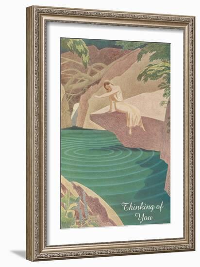 Thinking of You, Woman by Pond-null-Framed Art Print