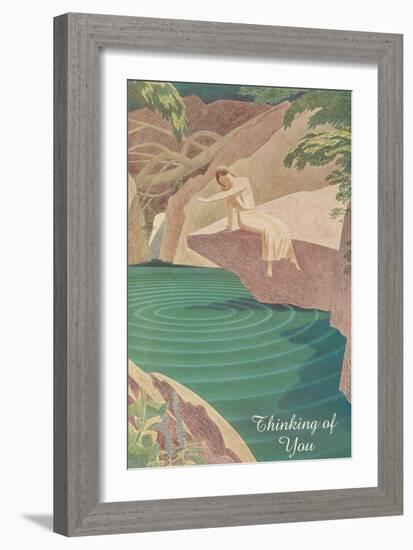 Thinking of You, Woman by Pond-null-Framed Art Print