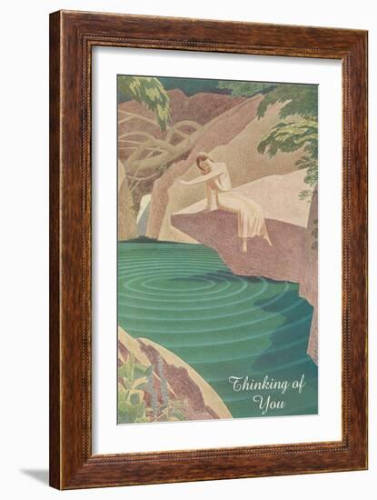 Thinking of You, Woman by Pond-null-Framed Art Print