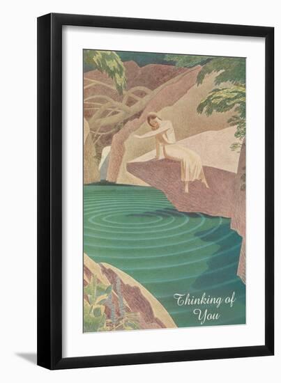 Thinking of You, Woman by Pond-null-Framed Art Print