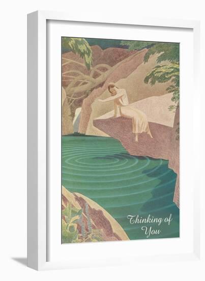 Thinking of You, Woman by Pond-null-Framed Art Print