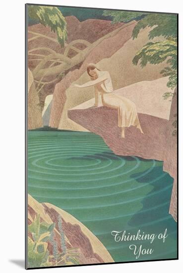 Thinking of You, Woman by Pond-null-Mounted Art Print