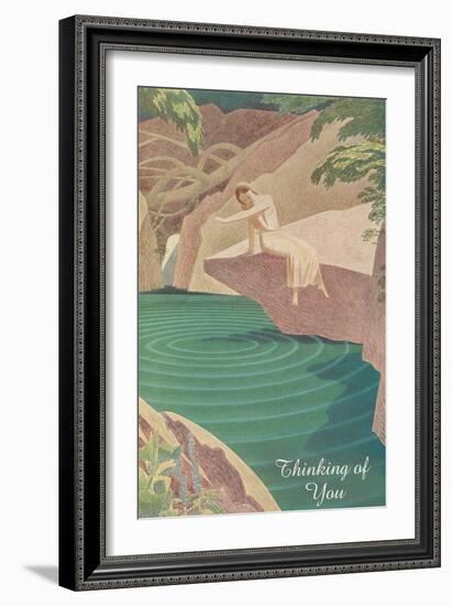 Thinking of You, Woman by Pond-null-Framed Art Print