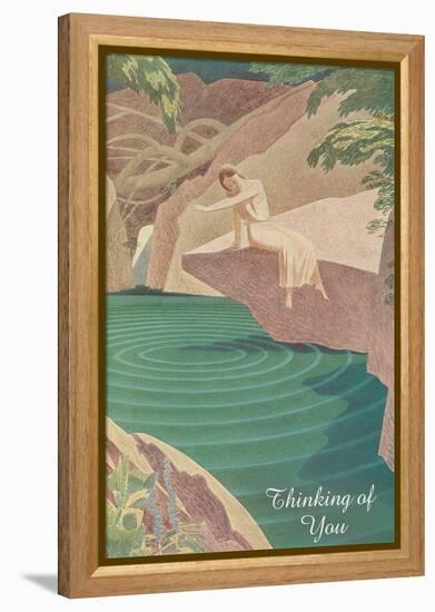 Thinking of You, Woman by Pond-null-Framed Stretched Canvas