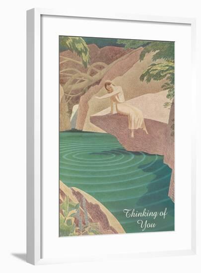 Thinking of You, Woman by Pond-null-Framed Art Print