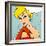 Thinking Woman in Retro Comics Style-Heizel-Framed Premium Giclee Print