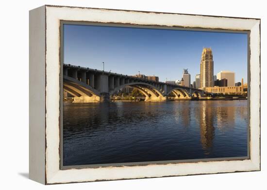 Third Avenue Bridge from Mississippi River at Dawn-Walter Bibikow-Framed Premier Image Canvas